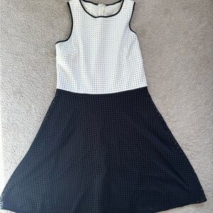 London Times Black and White Midi Dress